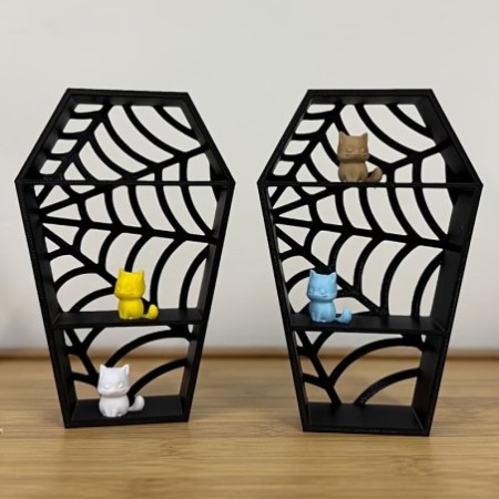 Gothic Coffin Jewelry Holder - 3D Printed Spider Web Decorative Stand